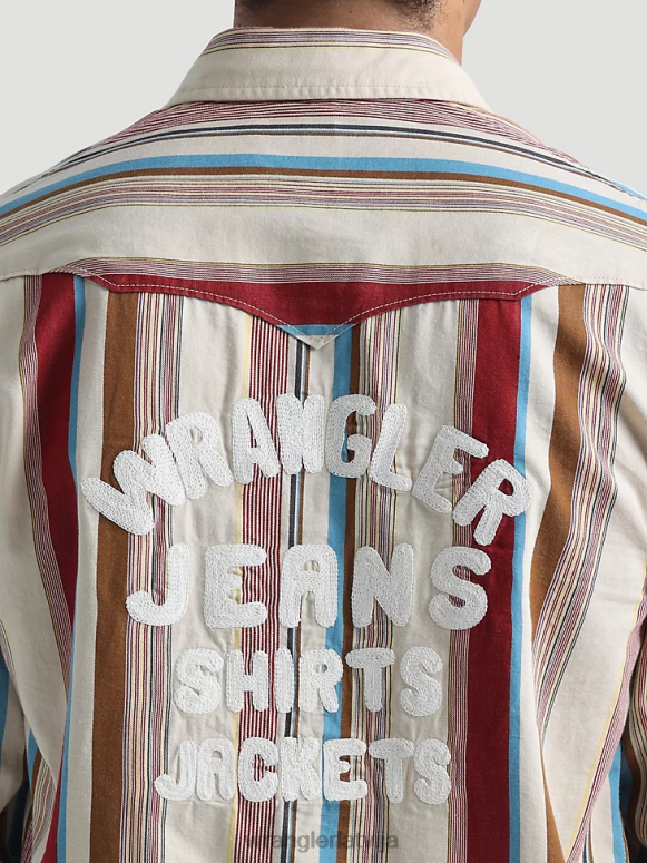 azul zils 20 reižu konkurētspējīgs moderna komforta krekls ar garām piedurknēm rietumu apdruku vīriešiem apģērbs Wrangler BFNTB481